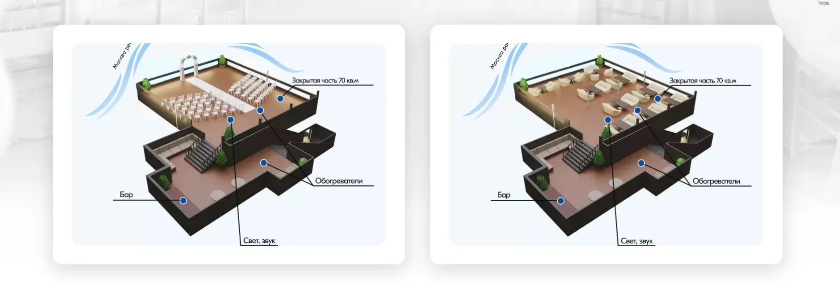 Банкетный зал с рассадкой гостей